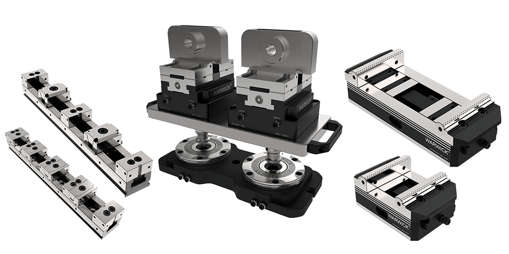 pneumatic self centering modular vise on zero point clamping system